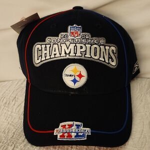 Reebok NFL Pittsburgh Steelers 2005 Conference Champions Velcroback Hat - New